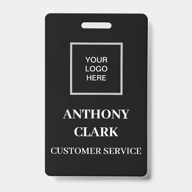 Badge ID de logo d'entreprise noir moderne Employé (Avant)