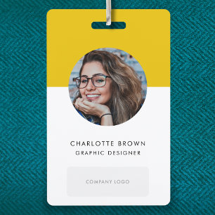 Badge ID de Mustard Yellow   Stylish Photo du logo QR