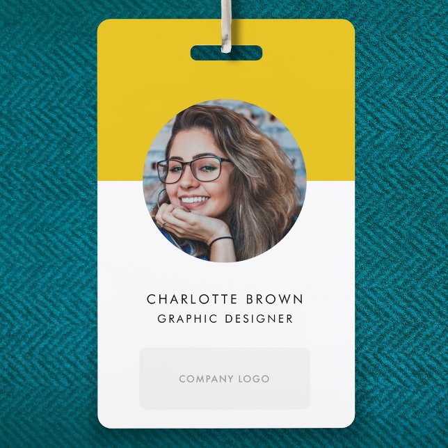 Badge ID de Mustard Yellow | Stylish Photo du logo QR (Créateur téléchargé)