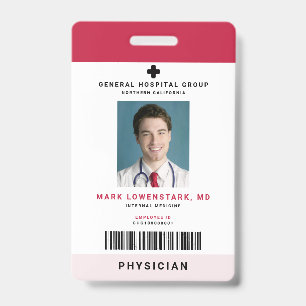 Badge ID de personnel médical + Code-barres vertical