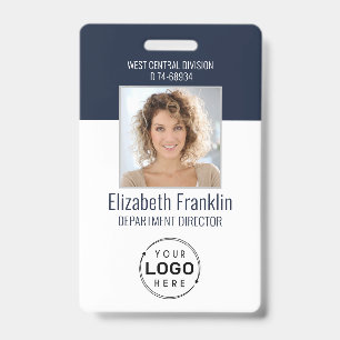 Badge ID de photo d'employé de la marine Logo de la soci