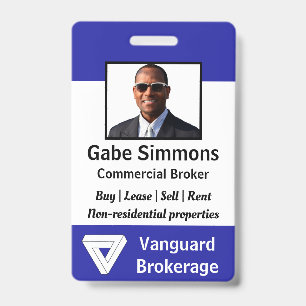 Badge ID de photo d'employé personnalisé - Bleu, Vertica