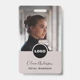 Badge ID de photo du personnel de l'hôtel Logo Nom en éc