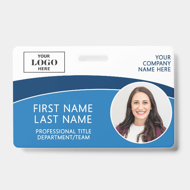 Badge ID de photo moderne avec logo Code-barres Nom de l (Avant)