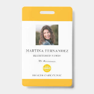 Badge ID de photo personnalisé jaune infirmière diplômée