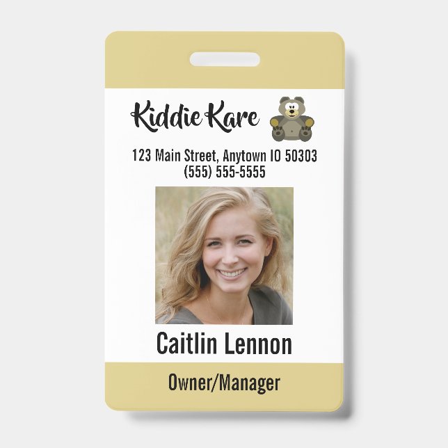 Badge ID de photo personnalisé pour l'employé (Avant)
