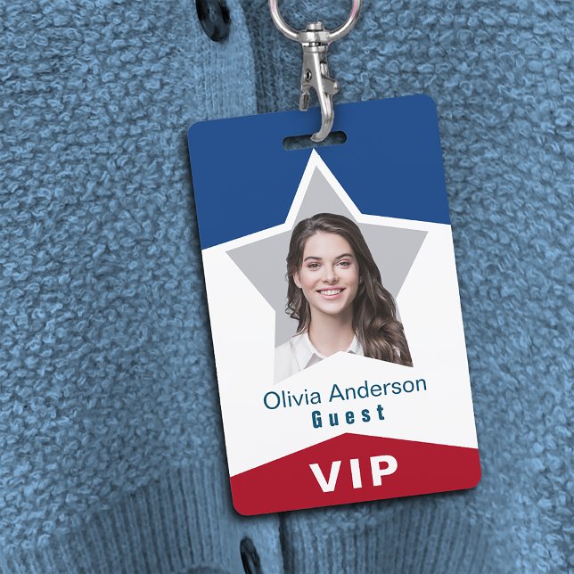 Badge ID de photo VIP en bleu blanc étoile (Créateur téléchargé)