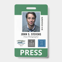 Badge ID de presse Green White 3 Logos