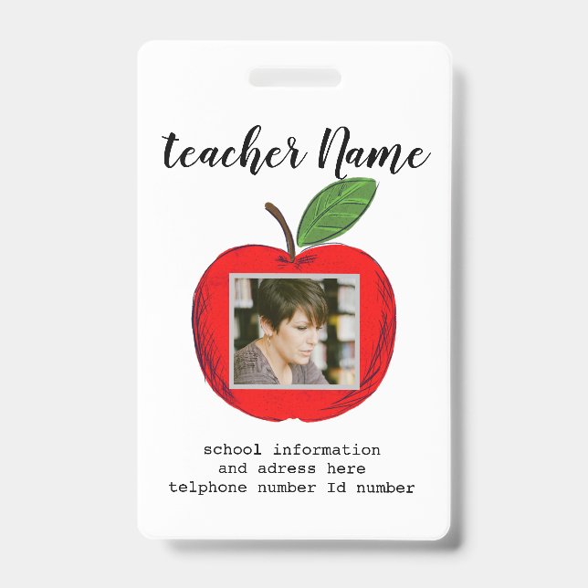 Badge ID de professeur d'école enseignant ID (Avant)