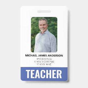 Badge ID de salarié personnalisé pour enseignant 