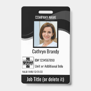 Badge Id de sécurité de l'employé personnalisé noir, log