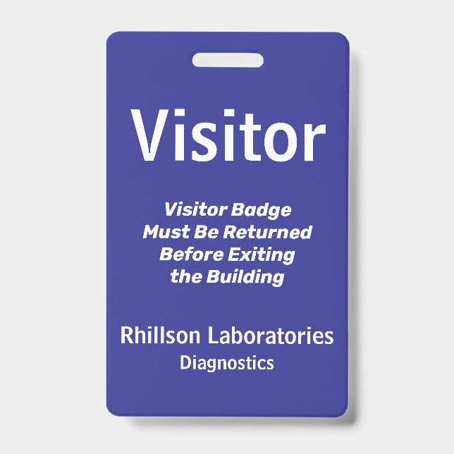Badge ID de visiteur personnalisé bleu (Avant)