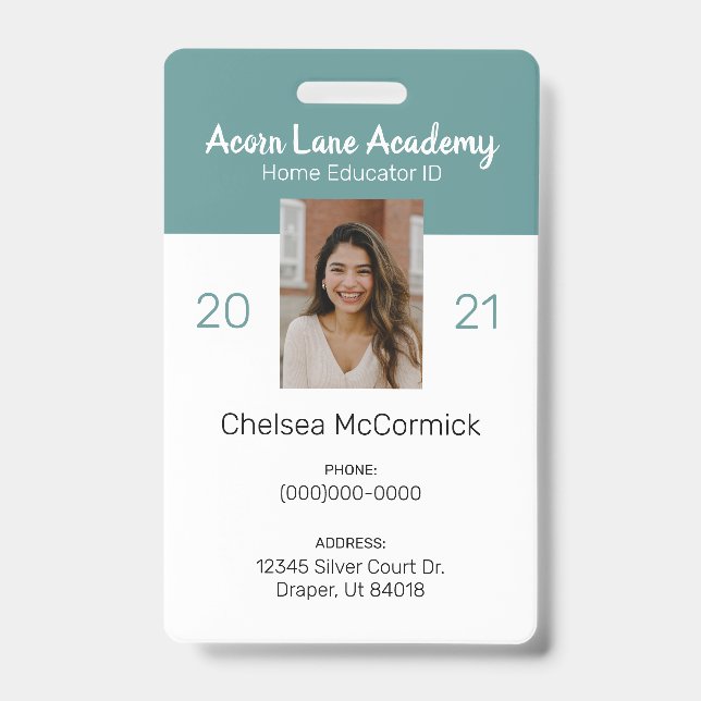 Badge ID d'éducateur en enseignement à domicile Te (Avant)