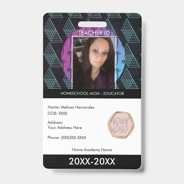 Badge ID d'enseignant à domicile en forme tropicale pour (Avant)