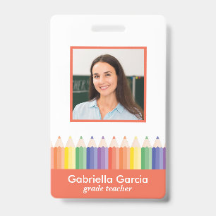 Badge ID d'enseignant d'école coloré personnalisé