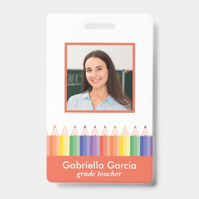 Badge ID d'enseignant d'école coloré personnalisé (Avant)
