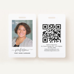 Badge ID d'entreprise minimaliste avec photo et code QR