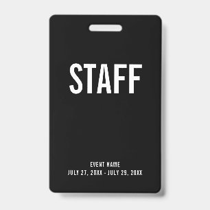 Badge ID d'événement de carte d'accès du personnel
