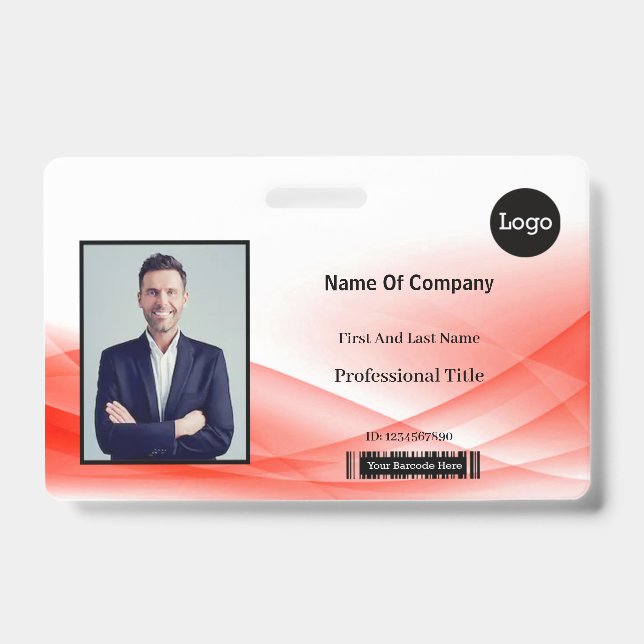 Badge ID d'identification photo de conception de vague r (Avant)