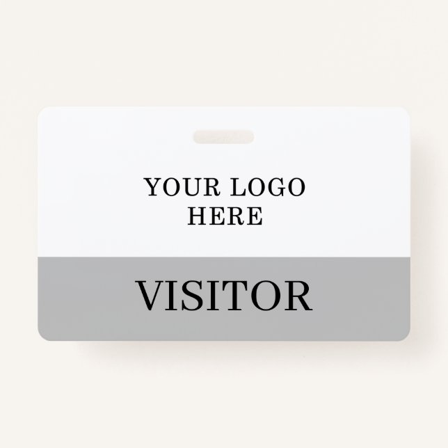 Badge ID du visiteur en blanc et gris Personnaliser hori (Devant)