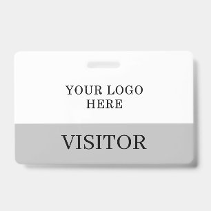 Badge ID du visiteur en blanc et gris Personnaliser hori