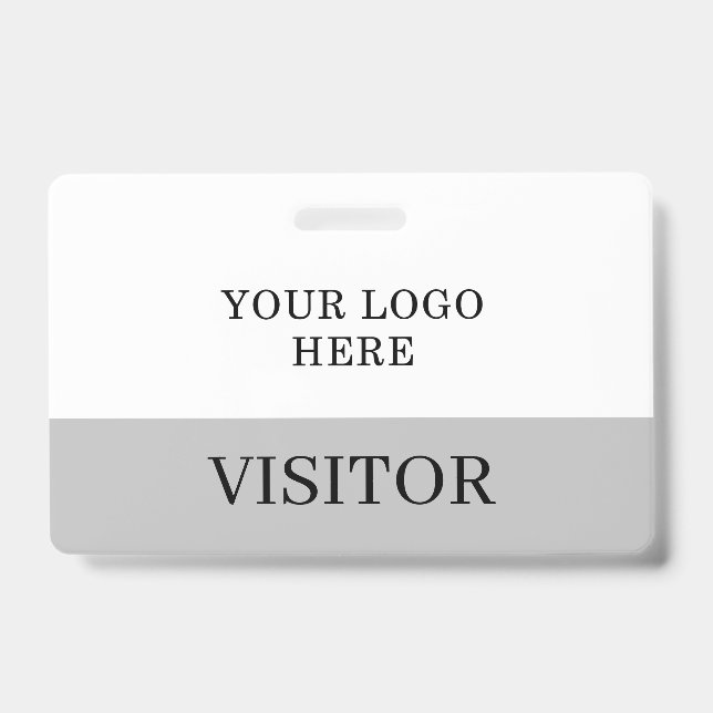 Badge ID du visiteur en blanc et gris Personnaliser hori (Avant)