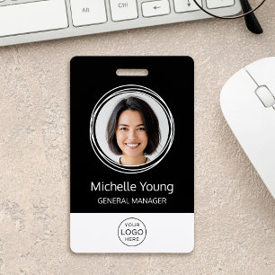 Badge ID employé d'entreprise personnalisé noir