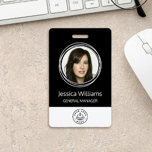 Badge ID employé d'entreprise personnalisé noir