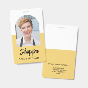 Badge ID employé en jaune clair avec photo