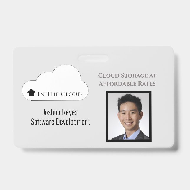 Badge ID employé gris clair et noir horizontal (Face)