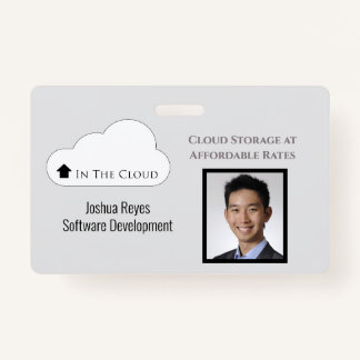 Badge ID employé gris clair et noir horizontal