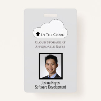 Badge ID employé gris clair et noir vertical