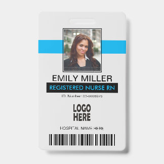 Badge ID employé Médicale, logo modèle photo bleu