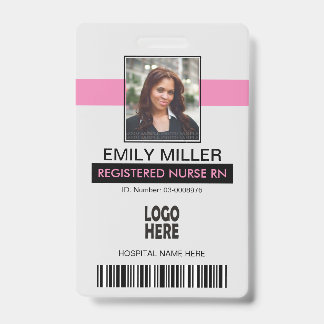 Badge ID employé Médicale, logo modèle photo rose