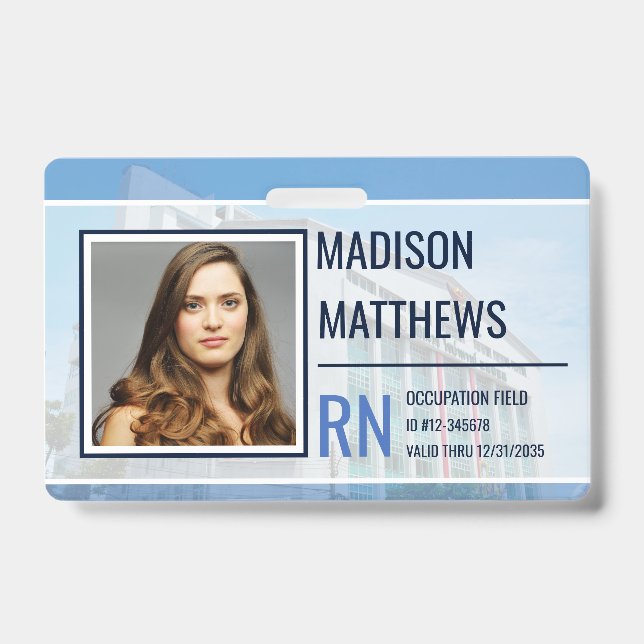 Badge ID employé Médicale - Photo d'hôpital personnalisa (Face)