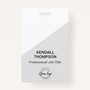 Badge ID employé minimaliste Gris personnalisé logo QR c