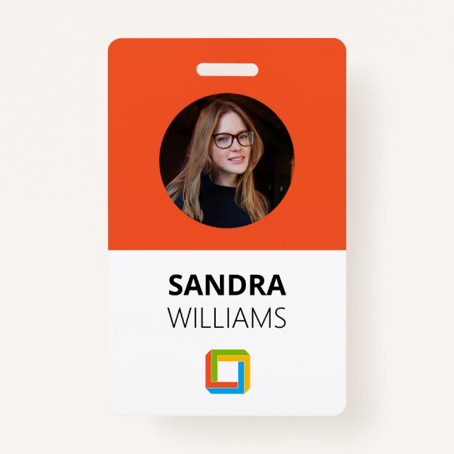 Badge ID employé personnalisé Orange Entreprise (Devant)
