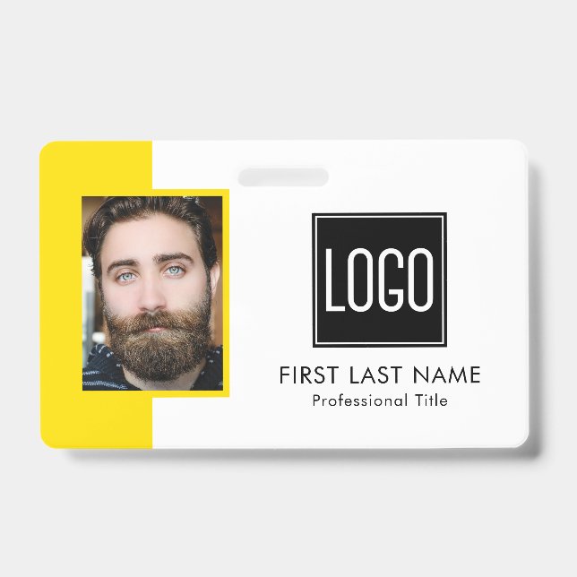 Badge ID employé | Photo du logo jaune vif (Face)