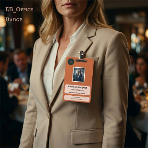 Badge ID en cuir orange brûlé personnalisé avec lo