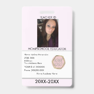 Badge ID Enseignant École à la maison Maman Rose