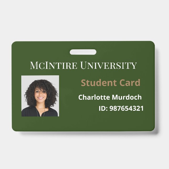 Badge ID étudiant de l'université McIntire (Front)