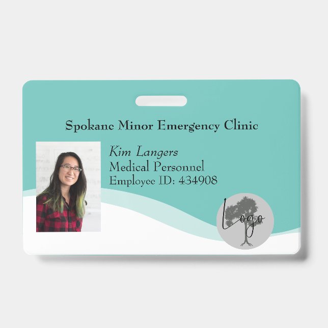 Badge ID horizontal Lanyard Insigne générique Turquoise  (Avant)