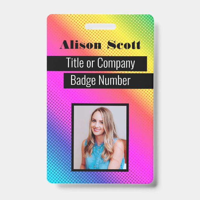 Badge ID image Bright Neon Modern Rainbow Business Mauva (Face)