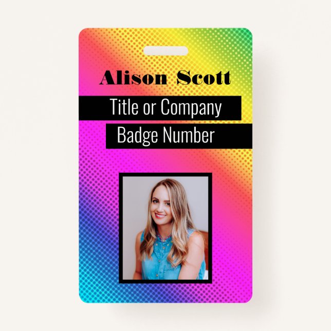 Badge ID image Bright Neon Modern Rainbow Business Mauva (Devant)