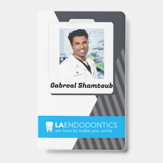 Badge ID image de l'employé rayé gris personnalisé