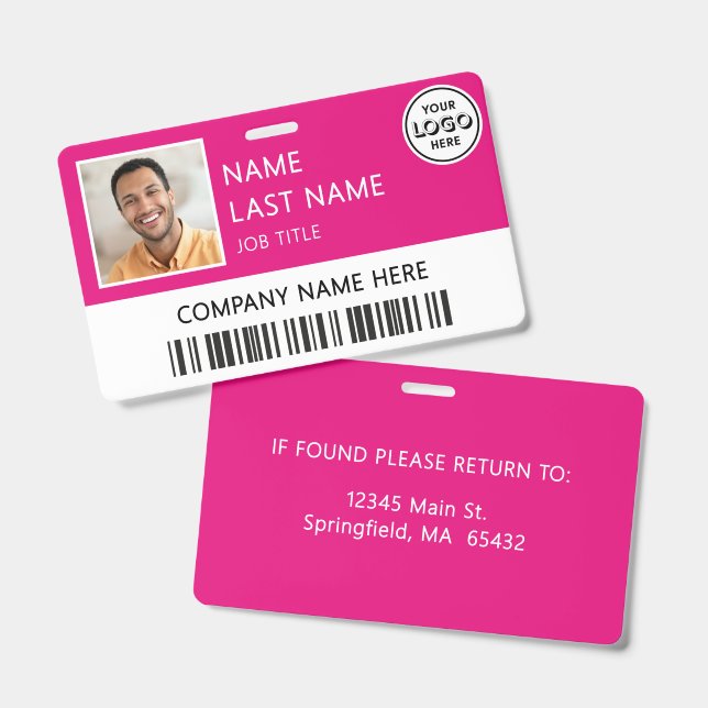 Badge ID Logo de l'entreprise Photo de l'employé R (Avant & arrière)