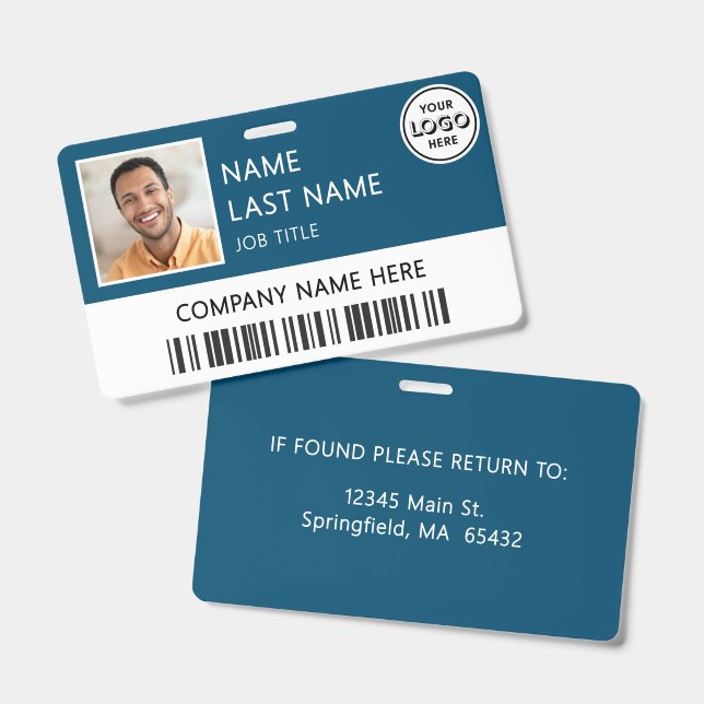 Badge ID Logo de l'entreprise Photo de l'employé S (Avant & arrière)