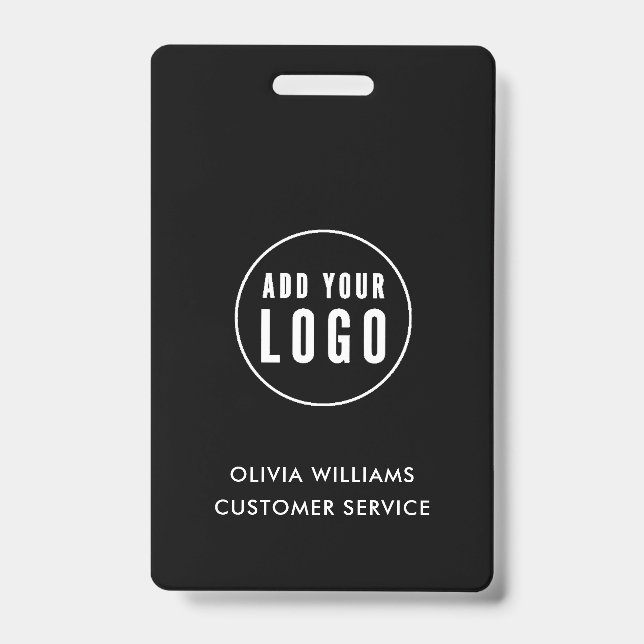 Badge ID logo d'entreprise personnalisé | Employé noir m (Avant)