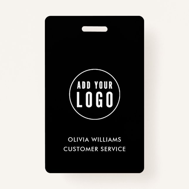 Badge ID logo d'entreprise personnalisé | Employé noir m (Devant)
