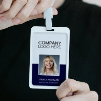 ID LOGO D'ENTREPRISE PHOTO D'EMPLOYÉ BLEU MARINE
